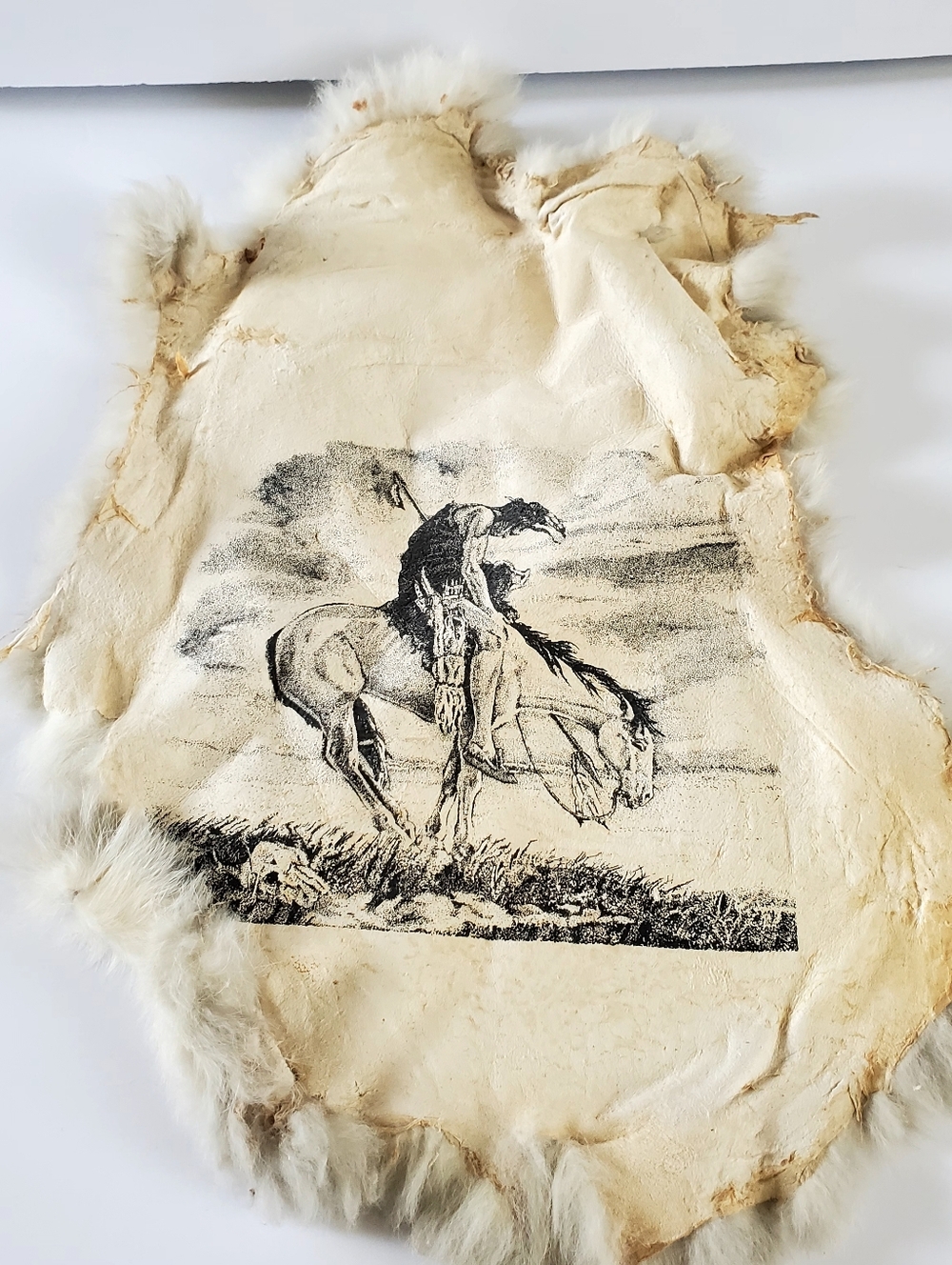 Handmade Leather Wall Art Pair with Western Ink Prints - Cream and Black - Picture 3 of 9